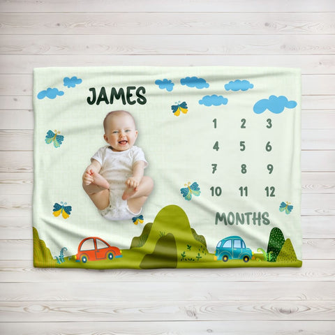 Baby Milestone Blanket With Name | Mountain Ride