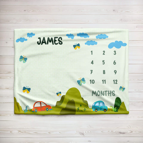 Baby Milestone Blanket With Name | Mountain Ride