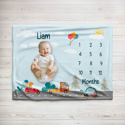 Baby Milestone Blanket With Name | Riding Animals