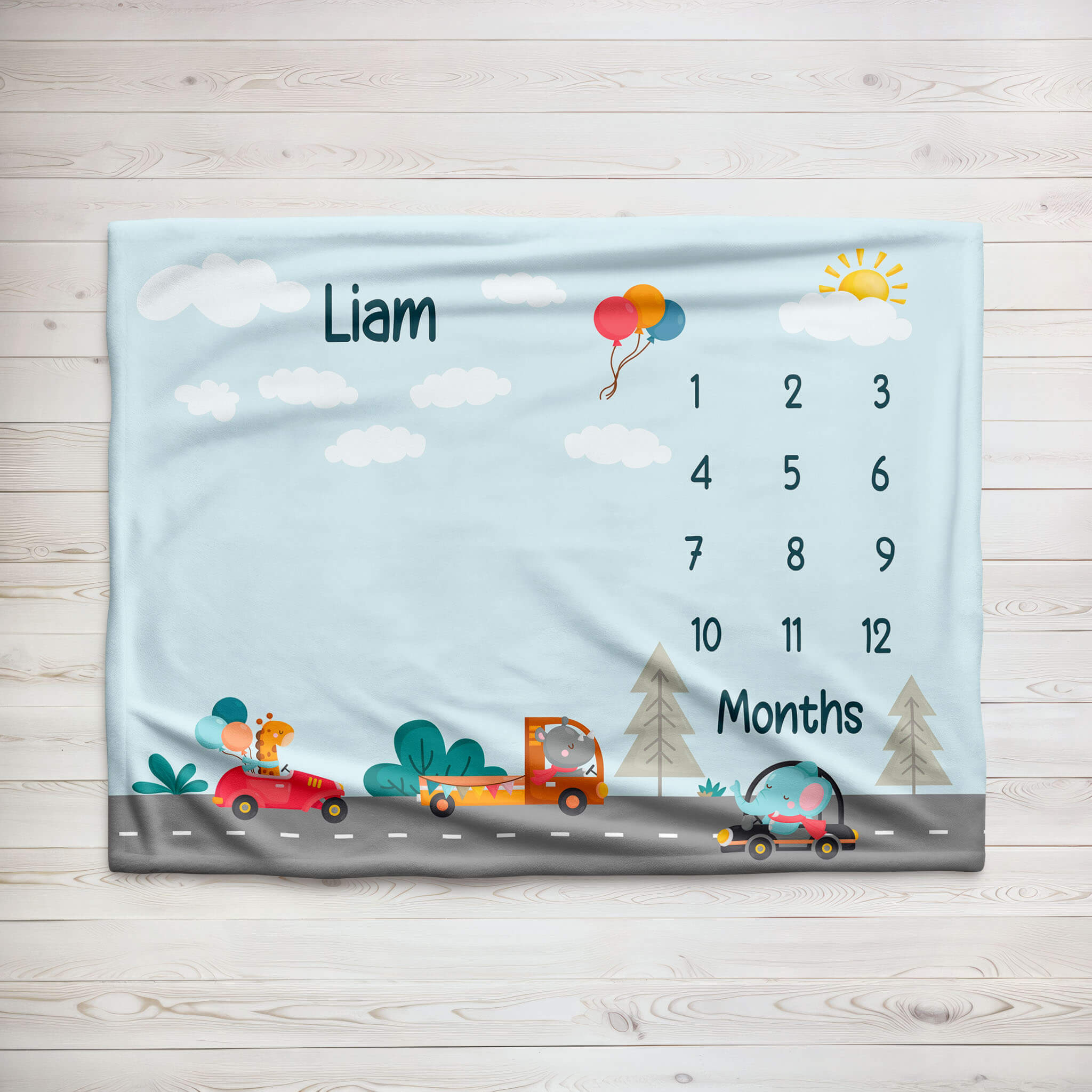 Baby Milestone Blanket With Name | Riding Animals