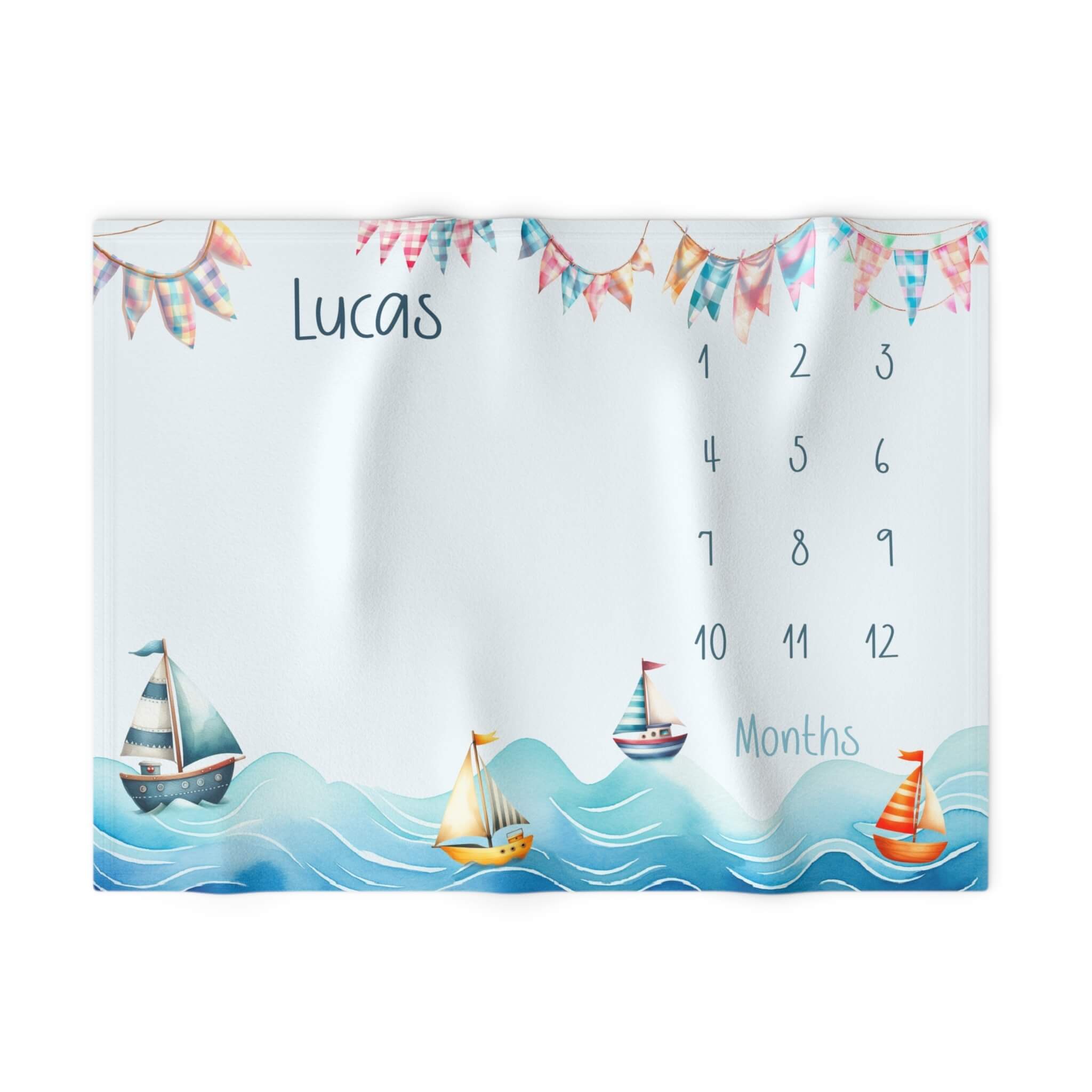 Baby Milestone Blanket With Name | Sea Adventure