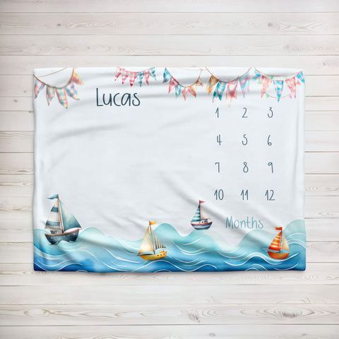 Baby Milestone Blanket With Name | Sea Adventure