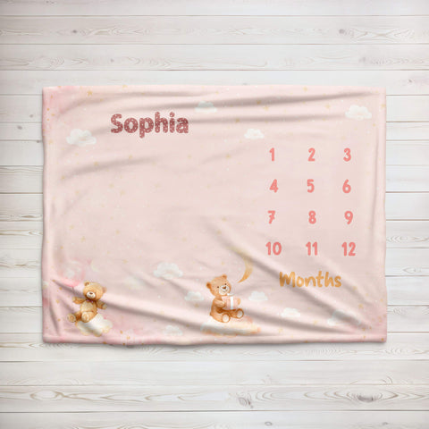 Baby Milestone Blanket With Name | Teddy Bears