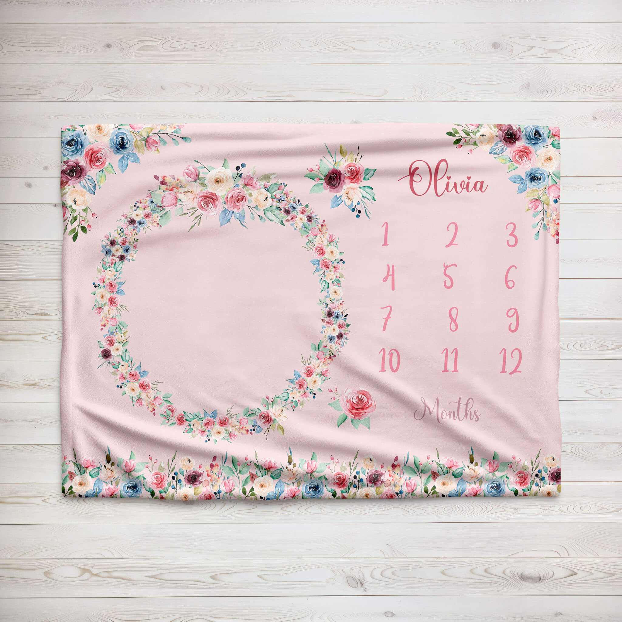 Baby Milestone Blanket With Name | Tender Flowers