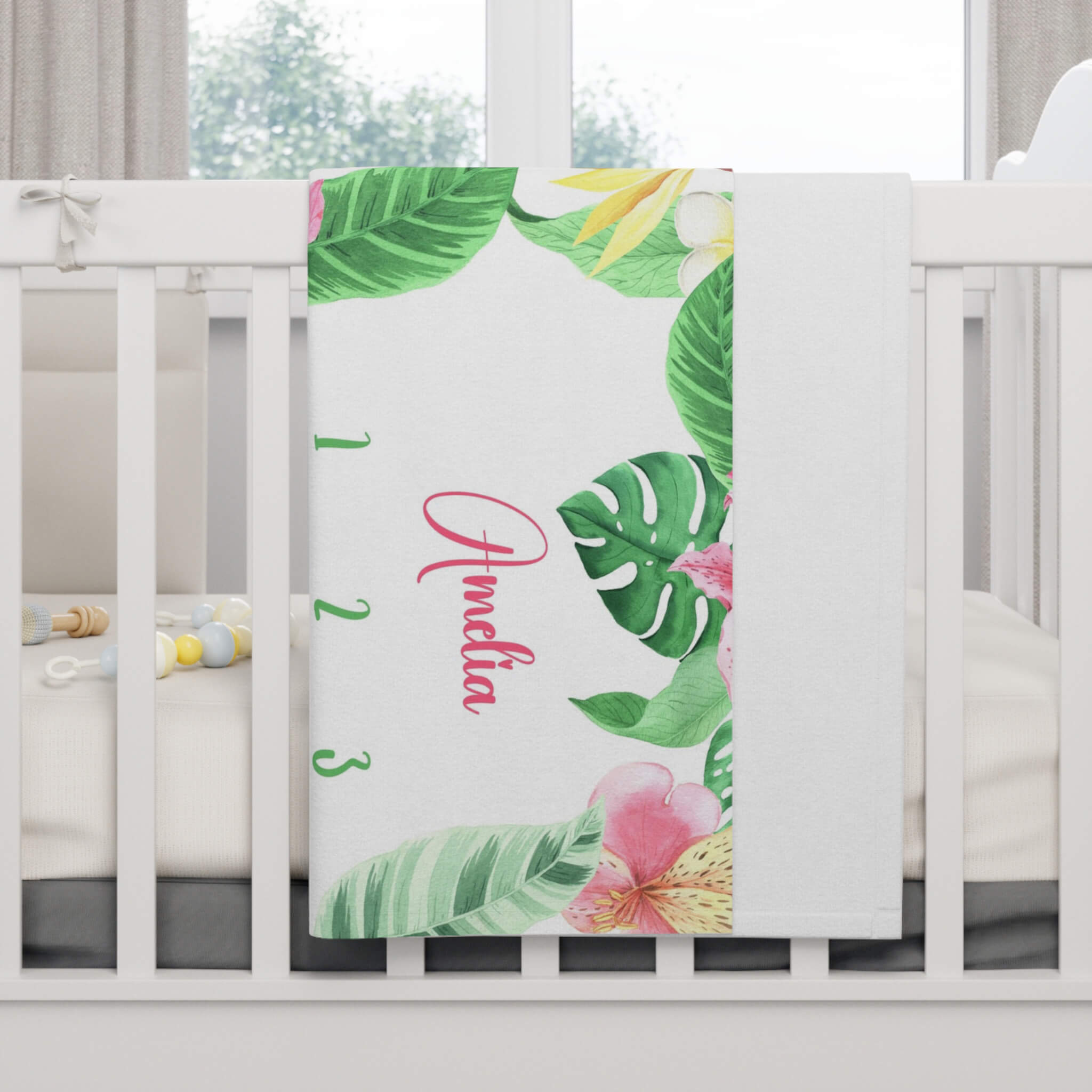 Baby Milestone Blanket With Name | Tropic Flowers