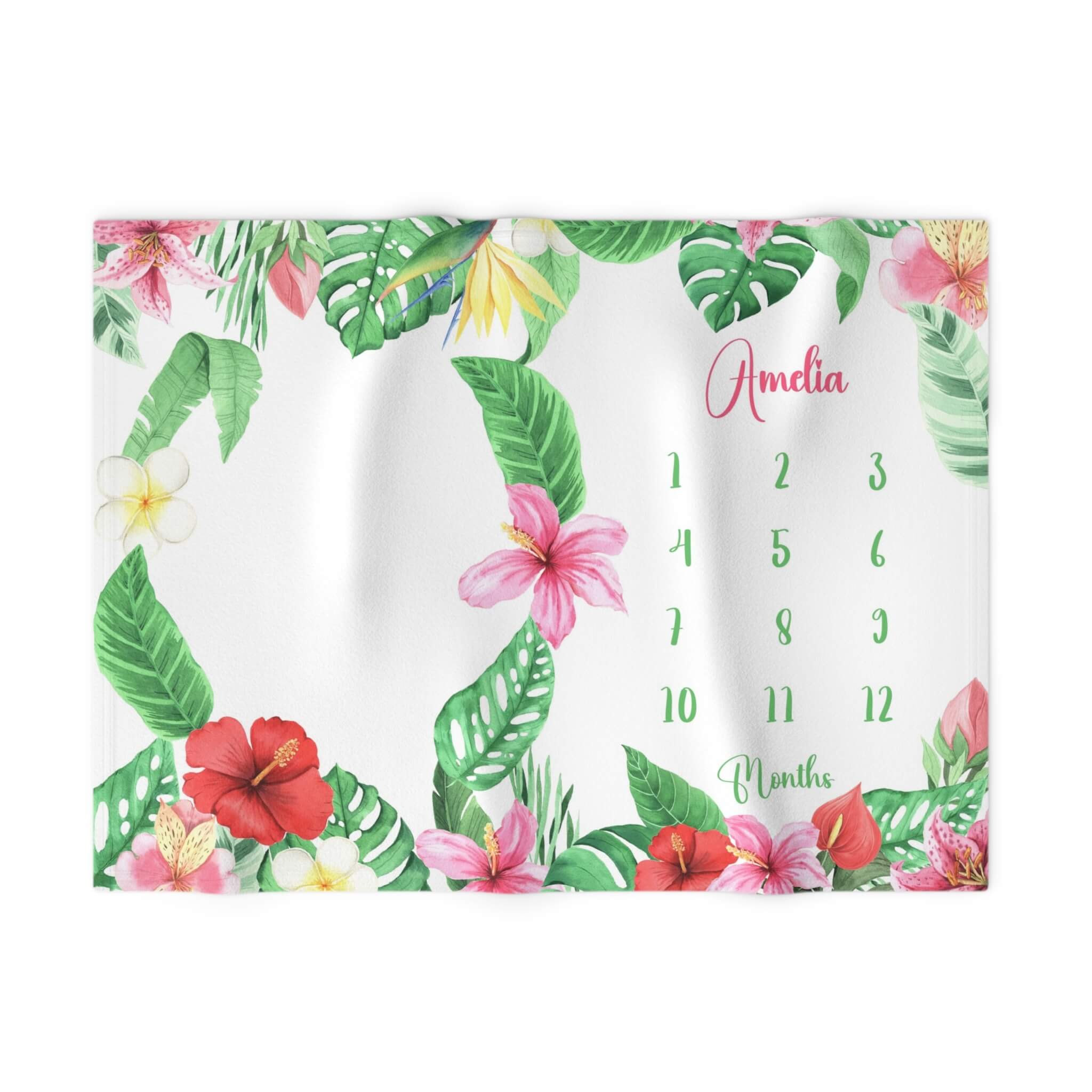 Milestone Baby Blanket Personalized | Tropic Flowers