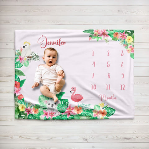 Baby Milestone Blanket With Name | Tropical Vibe