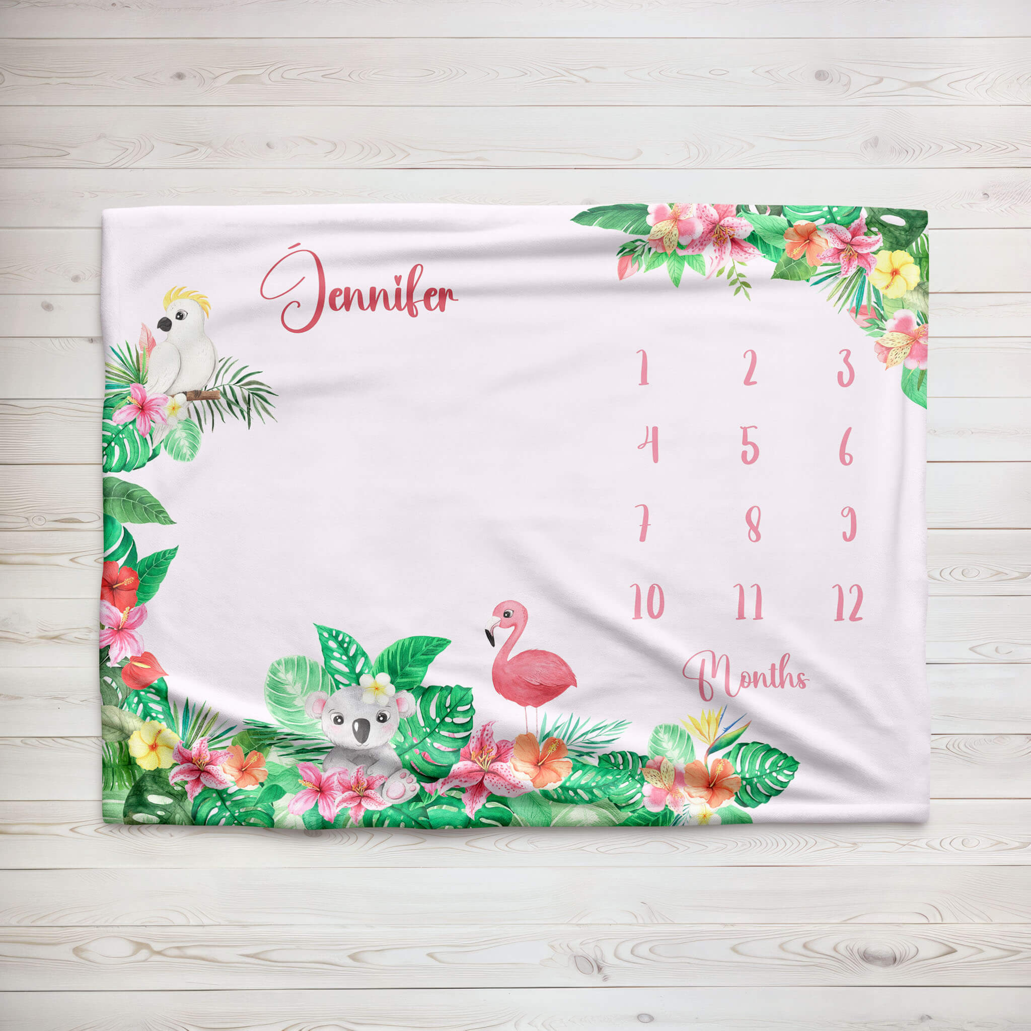 Baby Milestone Blanket With Name | Tropical Vibe