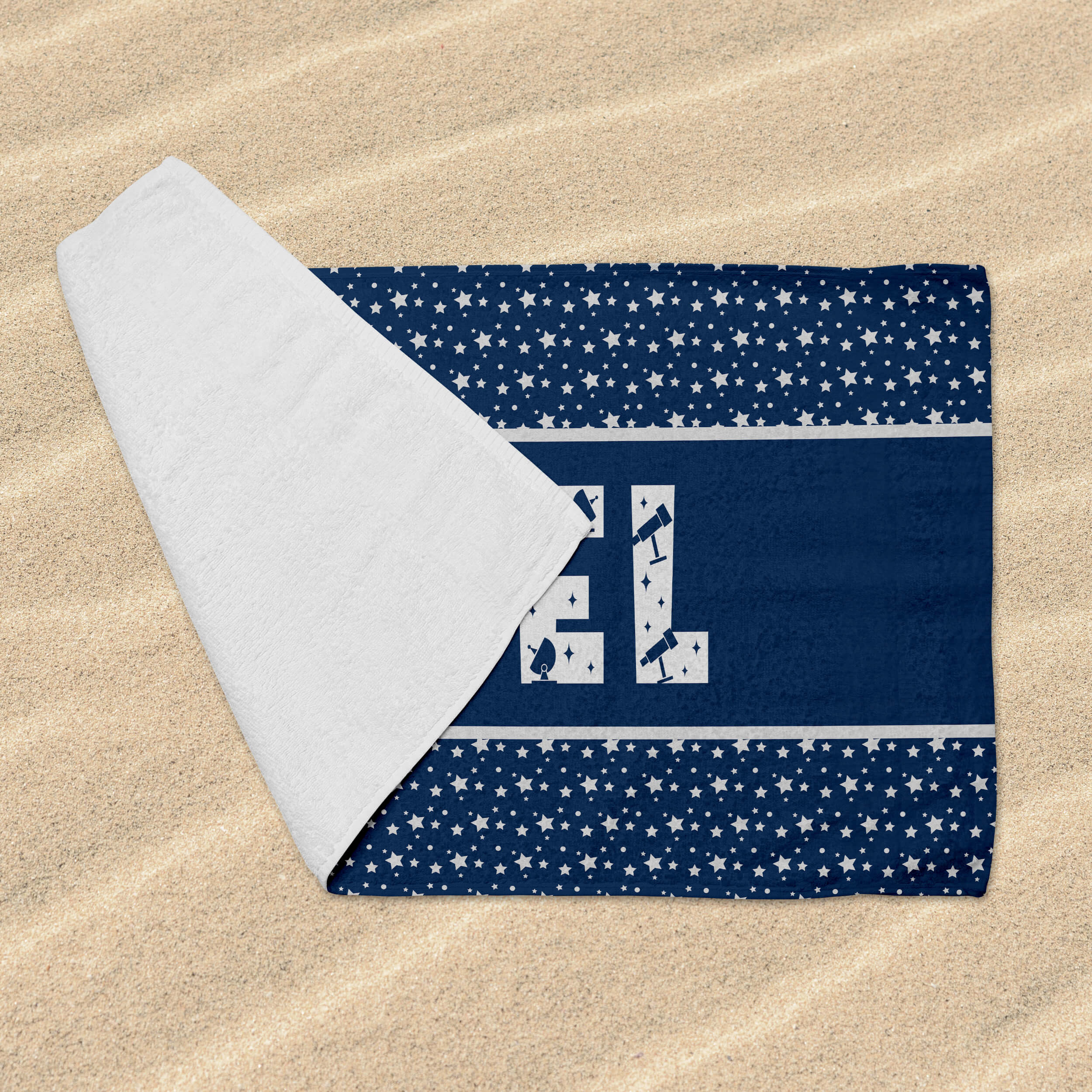 Personalized Beach Towel - Blue Stars