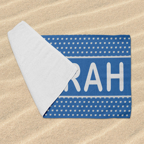 Personalized Beach Towel - White Flowers