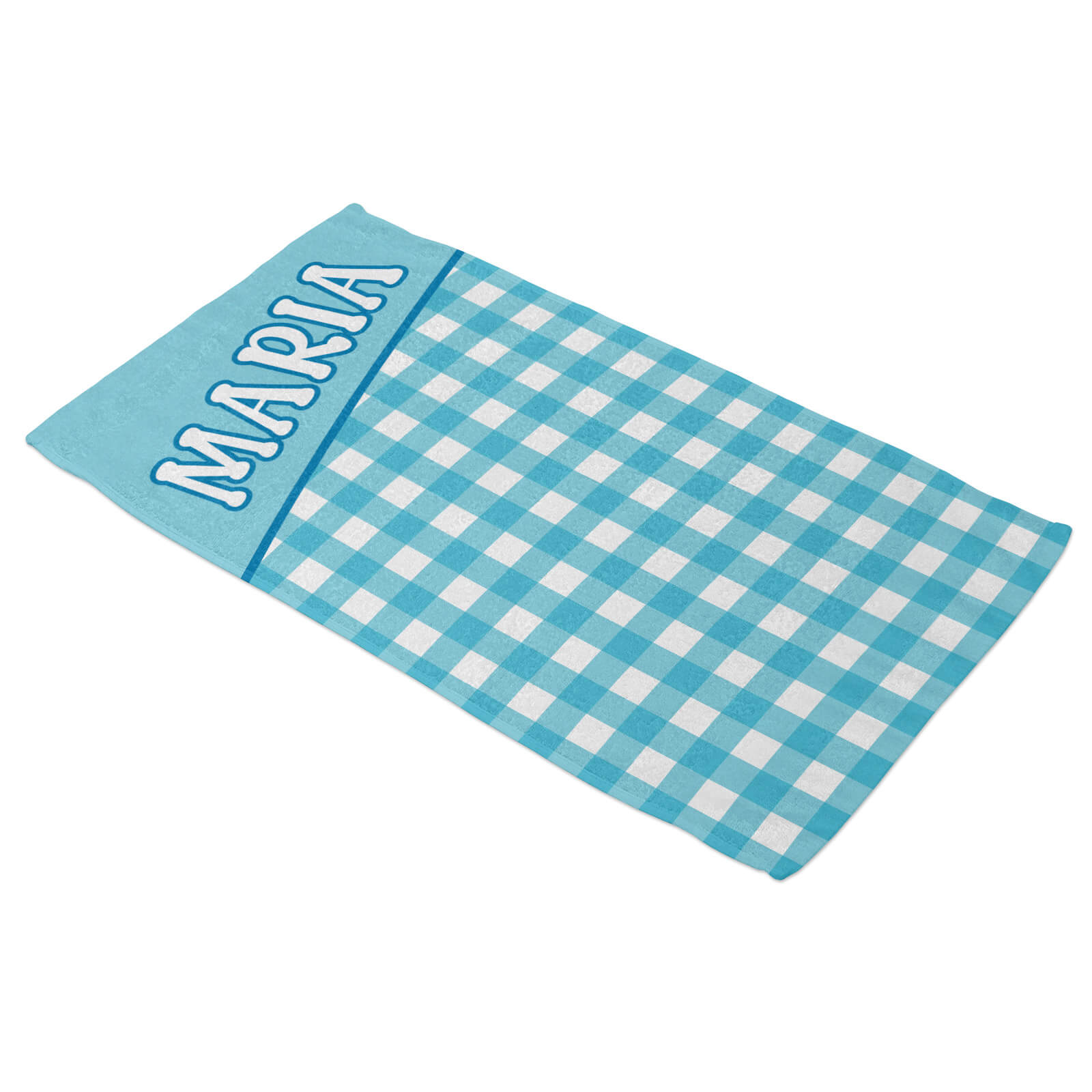 Personalized Beach Towel - Blue Checkered