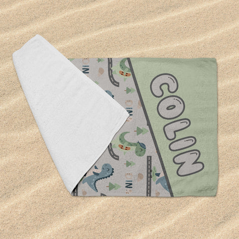 Personalized Beach Towel - Hello Dino