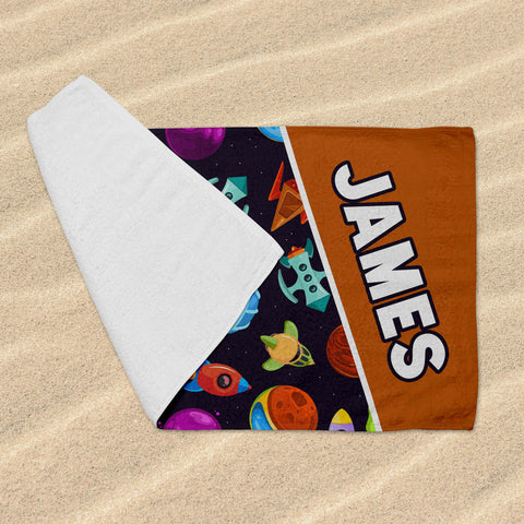 Personalized Beach Towel - Space Rockets