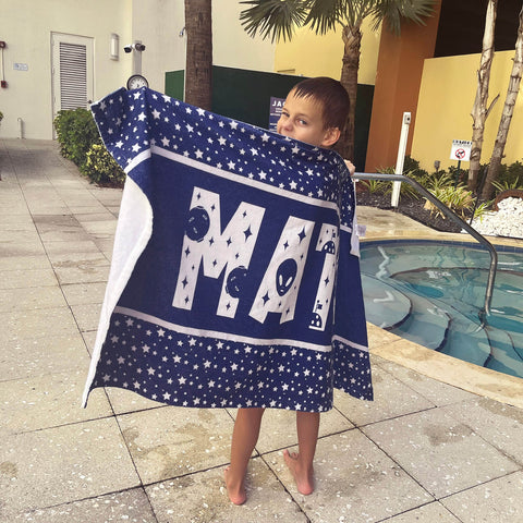 Personalized Beach Towel - Blue Stars