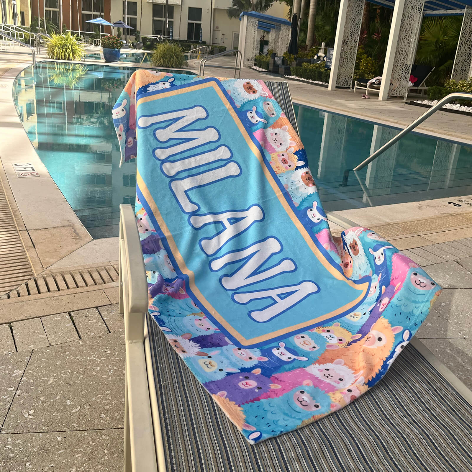 Personalized Beach Towel - Alpacas