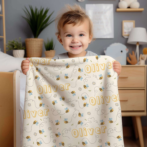 Personalized Baby Blanket - Bees