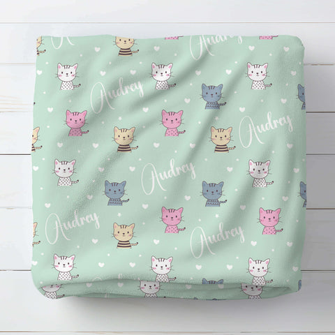 Personalized Baby Blanket - Cute Kittens