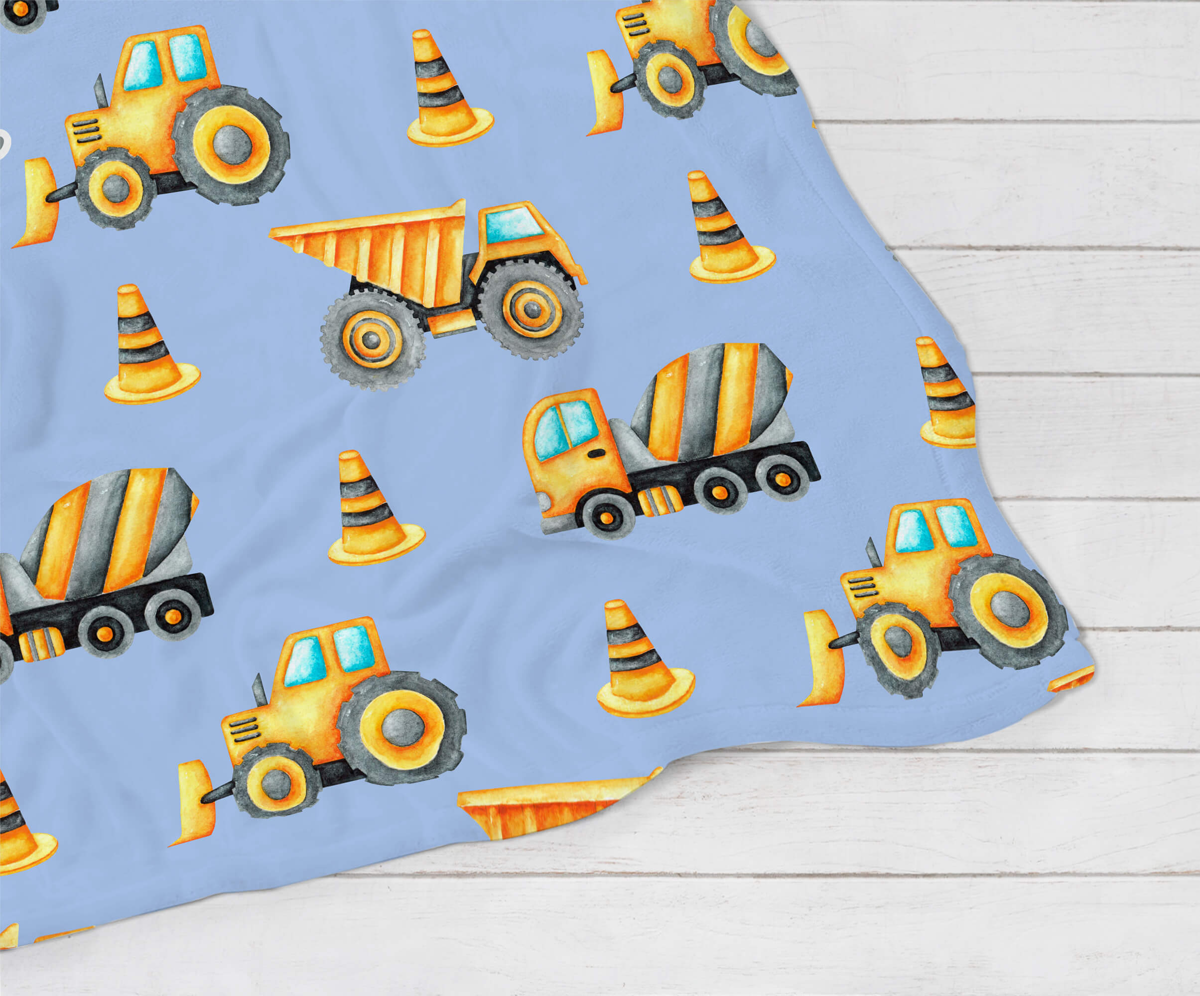 Personalized Name Blanket - Construction Vehicles