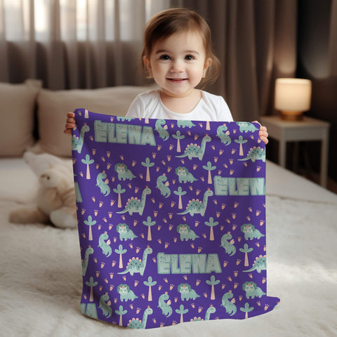 Personalized Baby Blanket - Dinosaur Princess