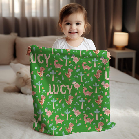 Personalized Baby Blanket - Lady Dino