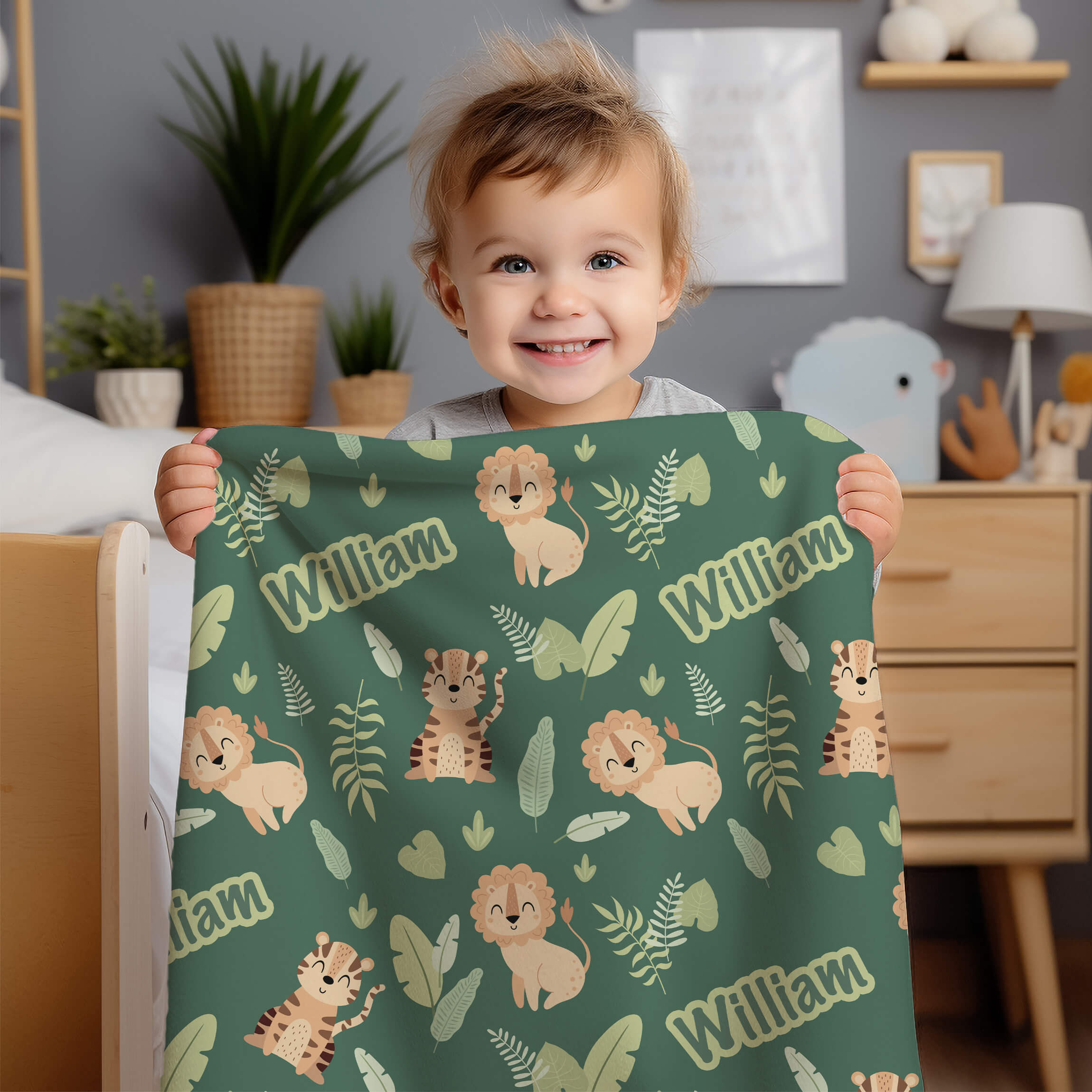 Personalized Name Blanket - Lions & Tigers