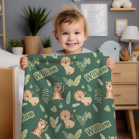 Personalized Baby Blanket - Lions & Tigers