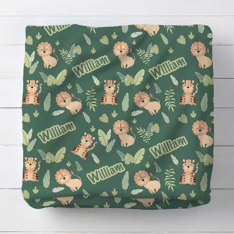 Personalized Baby Blanket - Lions & Tigers