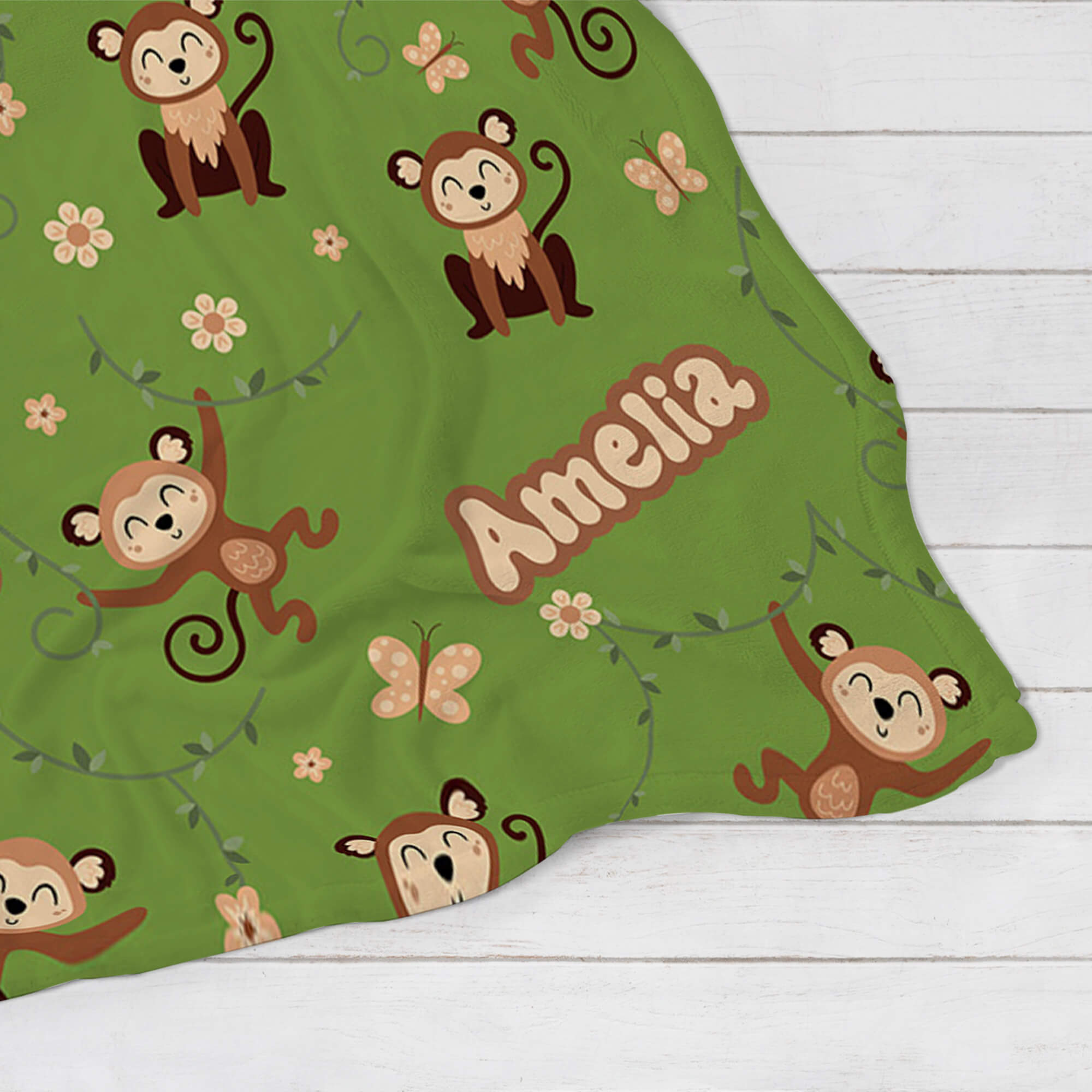 Personalized Name Blanket - Monkeys
