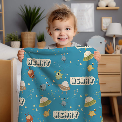 Personalized Baby Blanket - Aliens