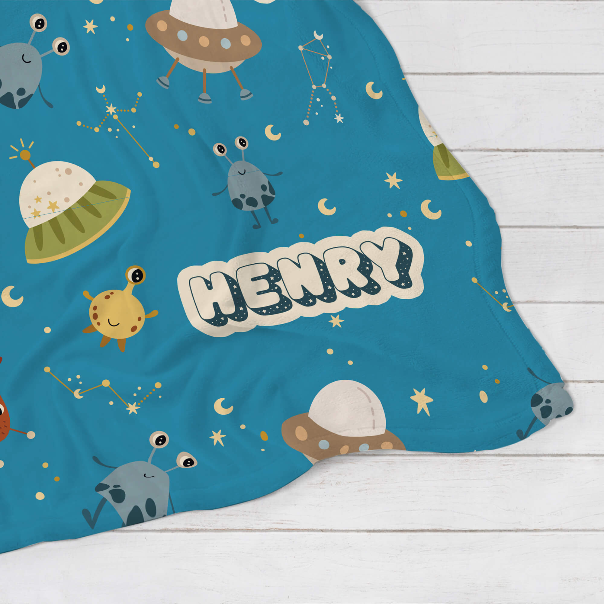 Personalized Baby Blanket - Aliens