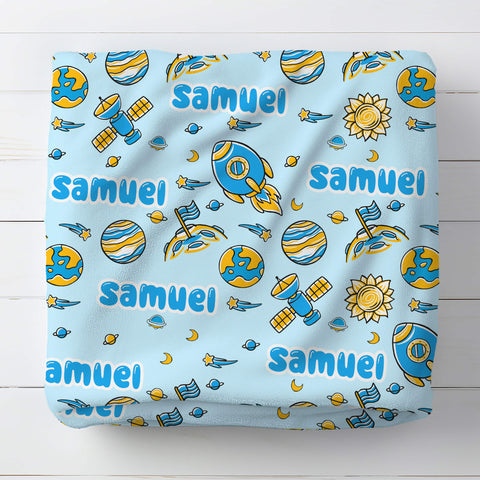 Personalized Baby Blanket - Blue Space