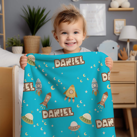 Personalized Baby Blanket - Rockets