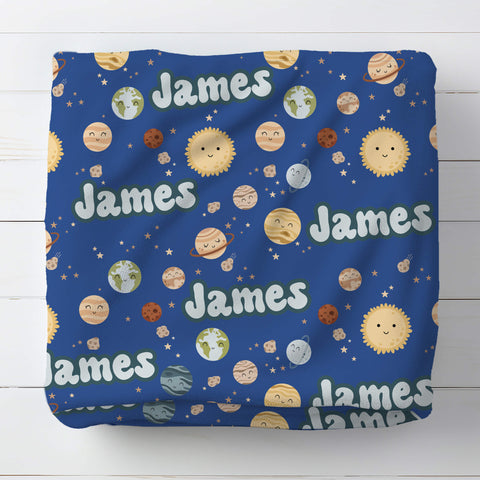 Personalized Baby Blanket - Smiling Planets