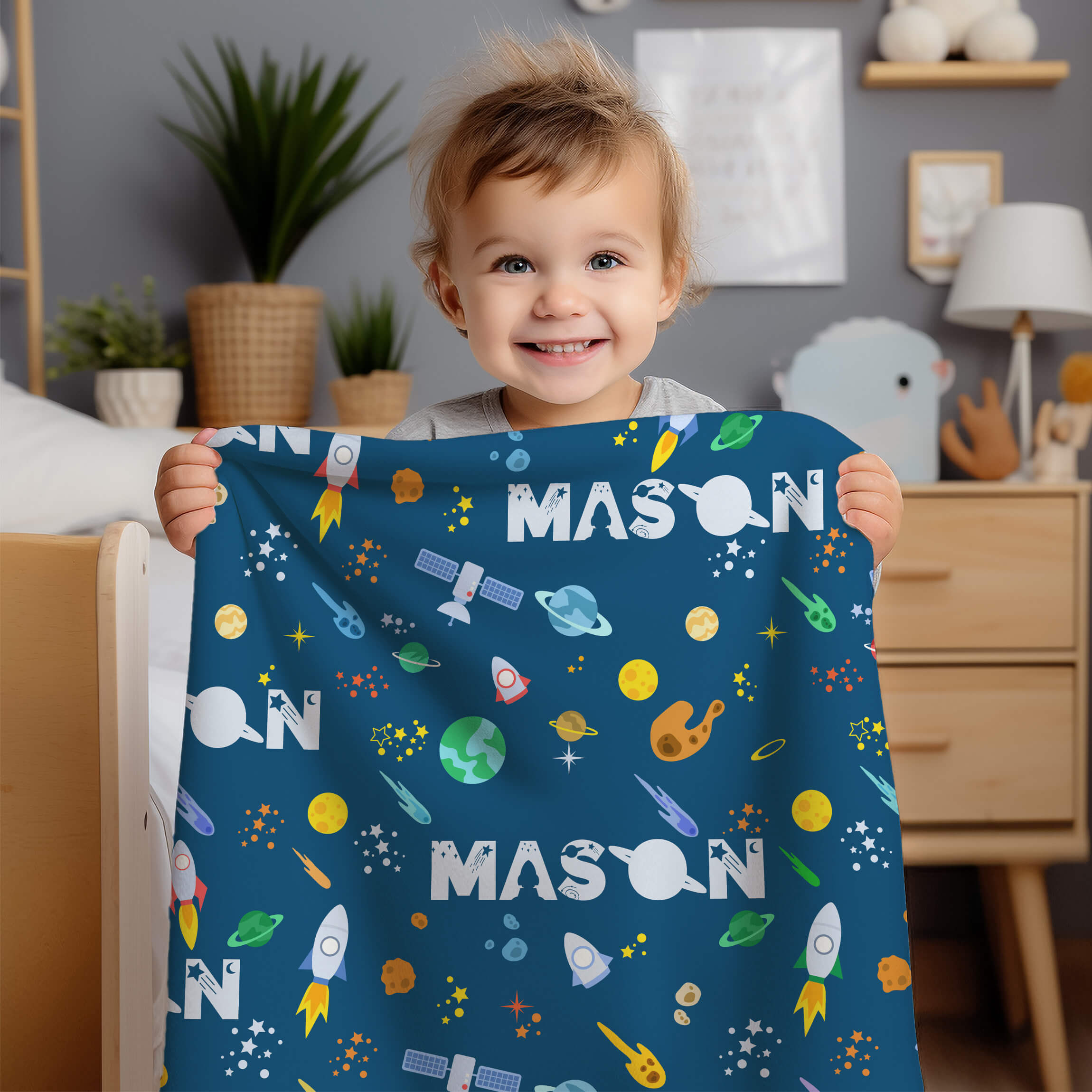 READY TO SHIP 2024 Astronaut Minky Baby Blanket