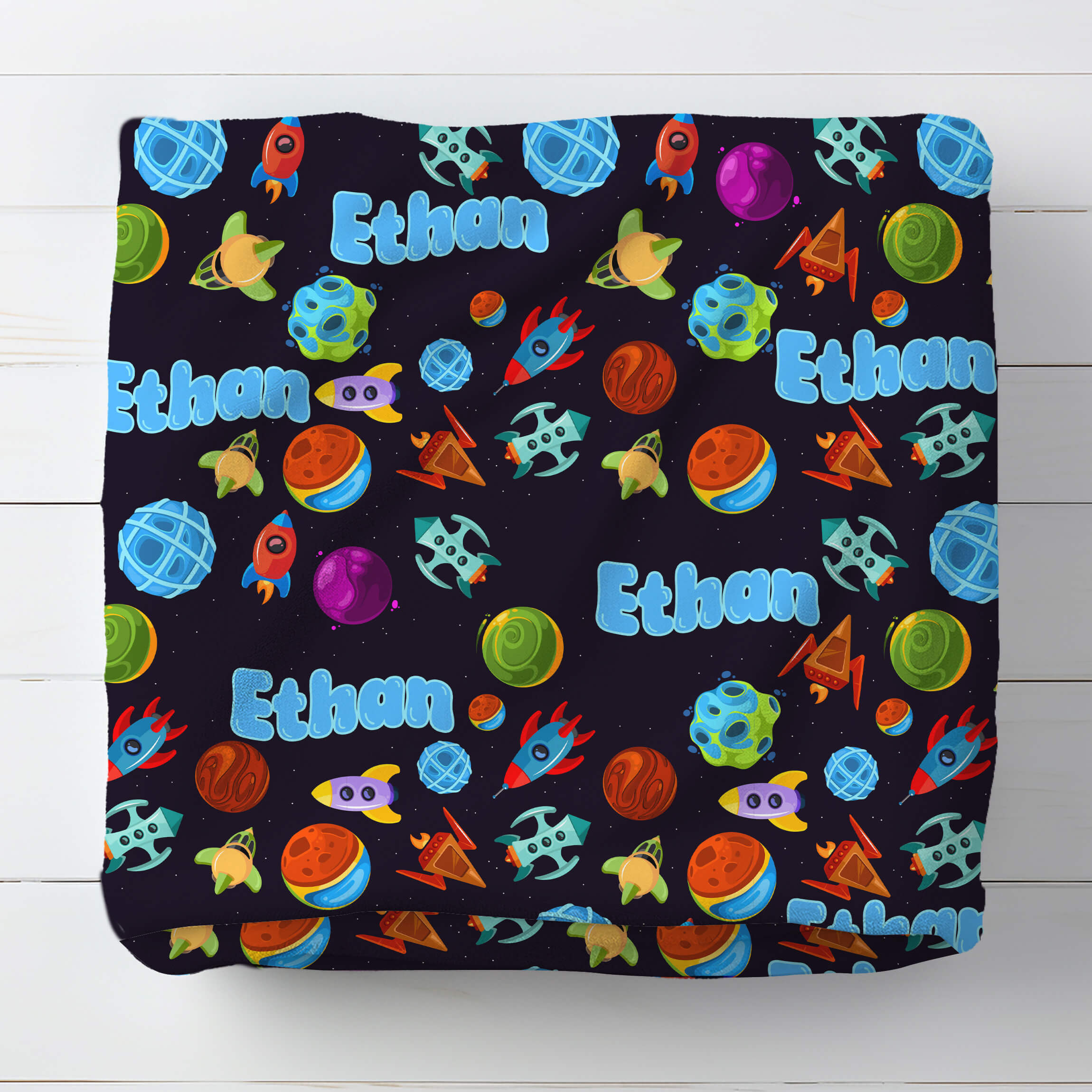 Personalized Name Blanket - Spaceships