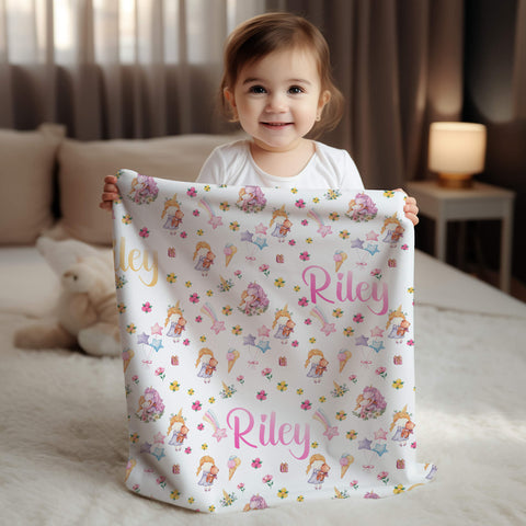 Personalized Baby Blanket - Doll Unicorn