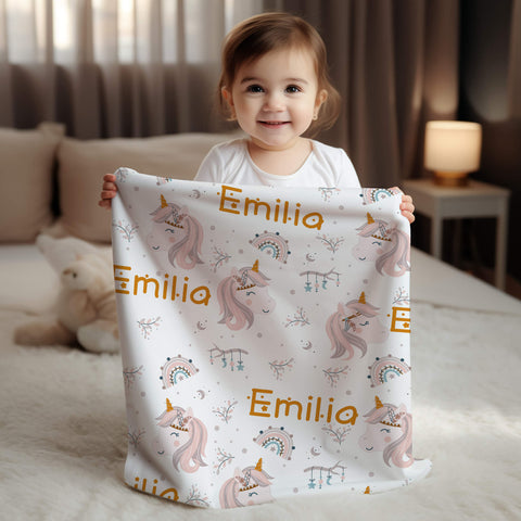 Personalized Baby Blanket - Fantastic Unicorn