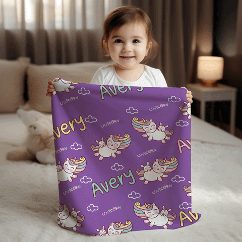 Personalized Baby Blanket - Flying Unicorn