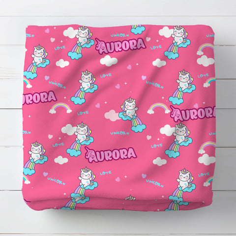 Personalized Baby Blanket - Jumping Unicorn