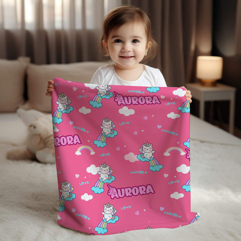 Personalized Baby Blanket - Jumping Unicorn