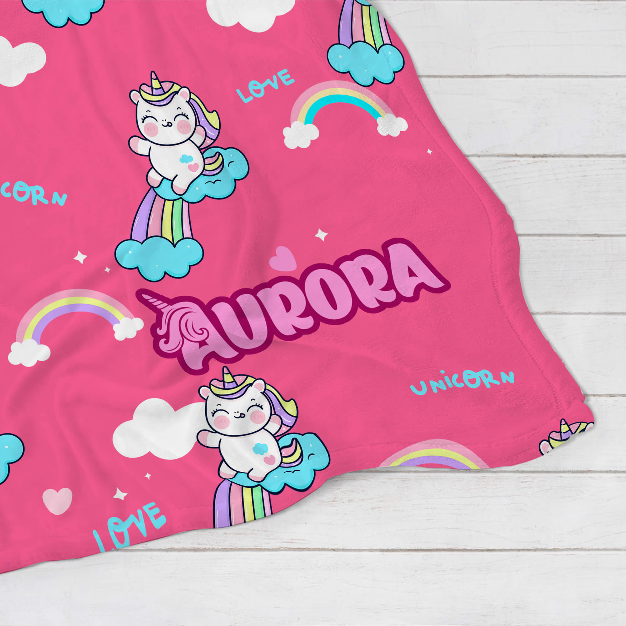 Personalized Baby Blanket - Jumping Unicorn