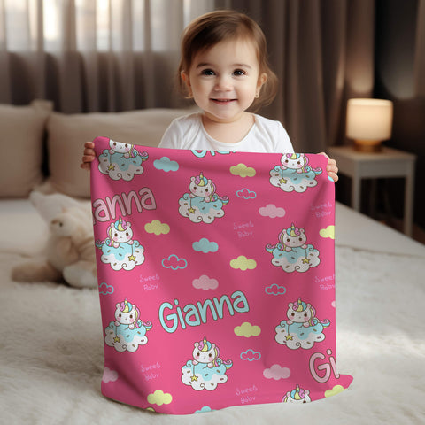 Personalized Baby Blanket - Sweet Unicorn