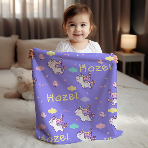 Personalized Baby Blanket - Unicorn Love