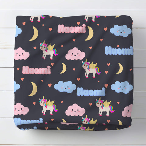 Personalized Baby Blanket - Unicorn Moon