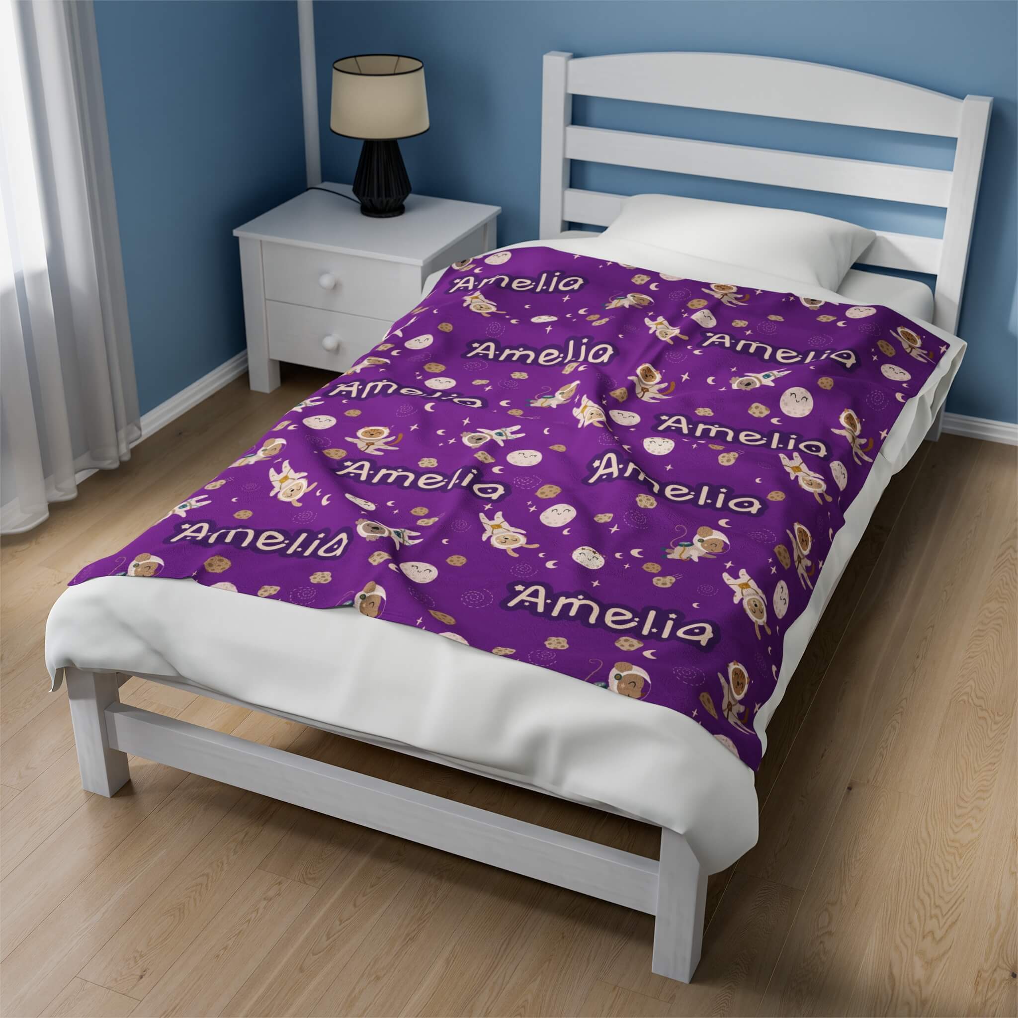 Personalized Baby Blanket - Animals in Space