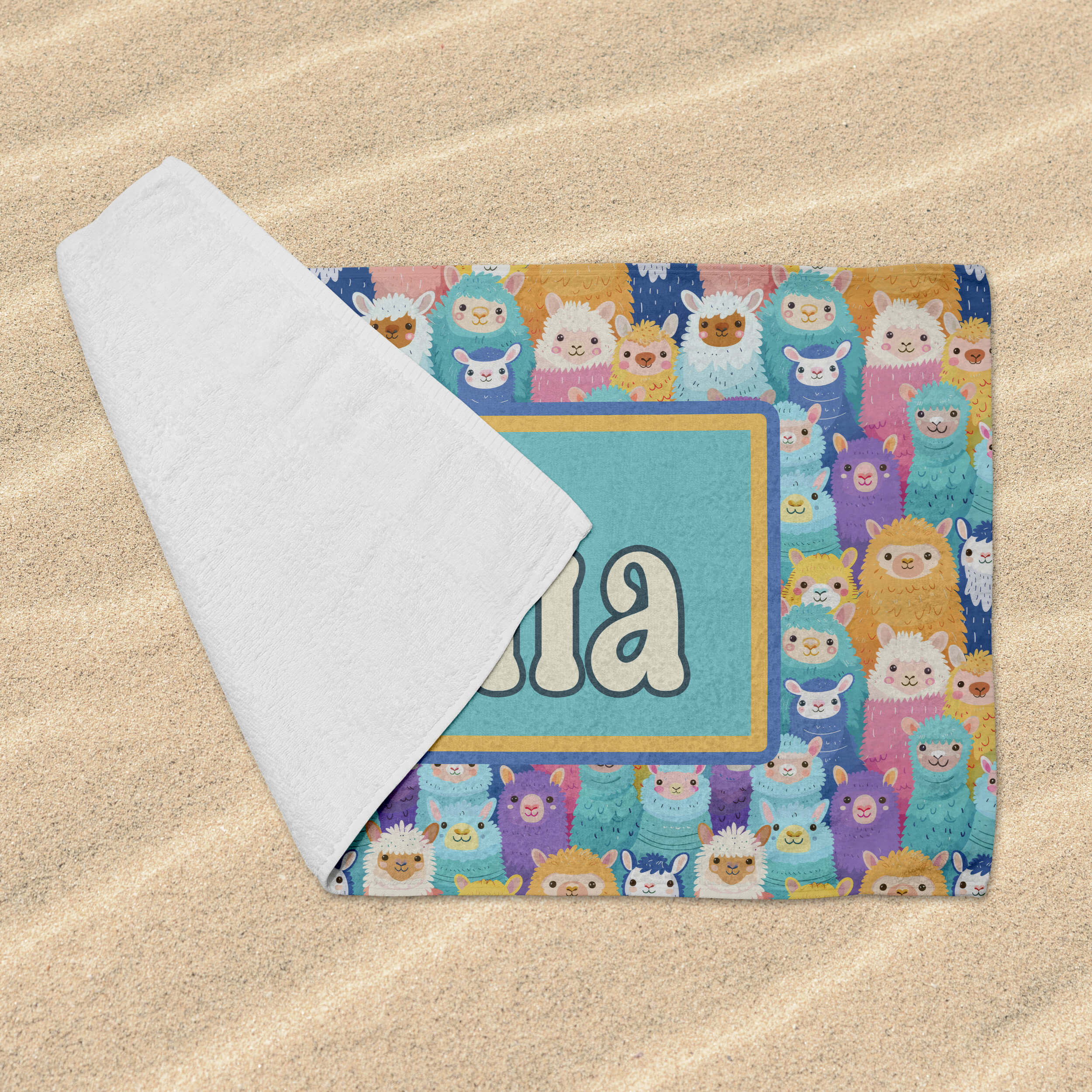 Personalized Beach Towel - Alpacas