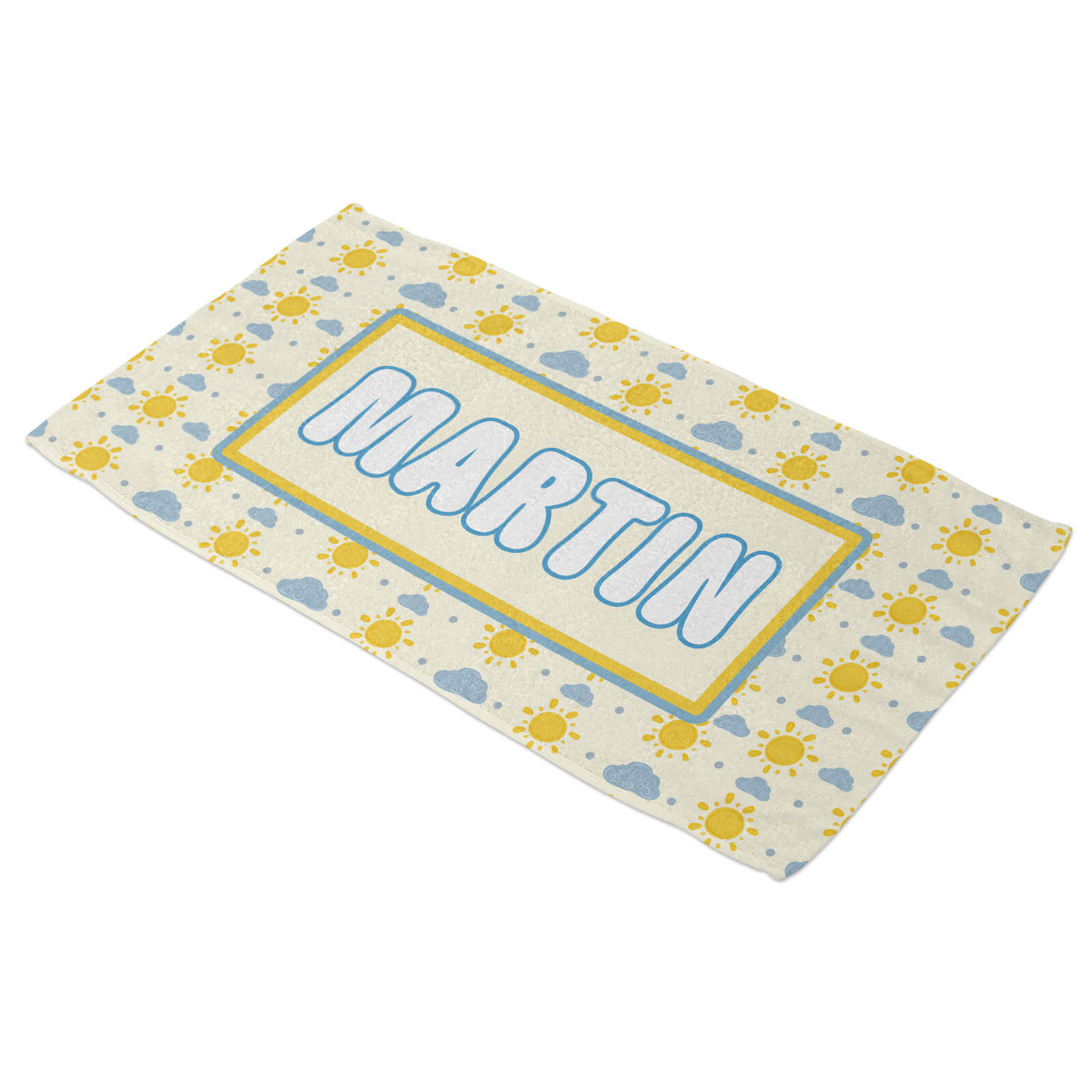 Personalized Beach Towel - Sun and Clouds