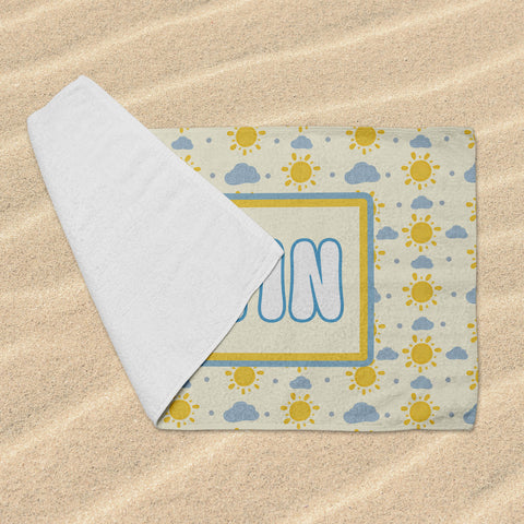 Personalized Beach Towel - Sun and Clouds